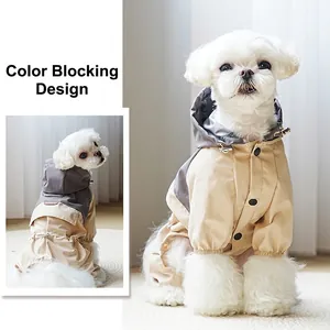 Waterproof hooded pet raincoat with adjustable drawstring for small and medium dogs