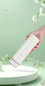 Smart thermos cup with LED temperature display and leak-proof seal held by hand