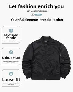 Detail of bomber jacket showing windproof fabric texture and utility sleeve pocket