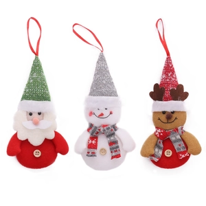 Christmas tree ornaments set featuring Santa, Snowman and Reindeer with knit texture