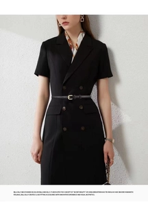 Minimalist thin black leather dress belt with sleek metal buckle for women's stylish waist styling.