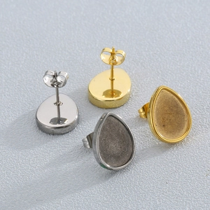 Stainless Steel Teardrop Earring Post DIY Jewelry Making Findings Stud Earring Base Simple Fashion Accessory For Women