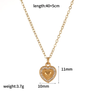 Detailed size specifications for heart pendant necklace with dimensions and 40+5cm chain length