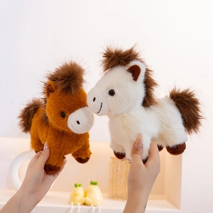 Cute Horse Plush Toy Long Fluffy Mane Stuffed Animal Pony Soft Kawaii Home Decor Bedside Companion Gift For Kids