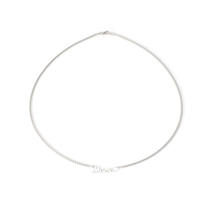 Polished silver stainless steel Mama necklace with heart pendant for women