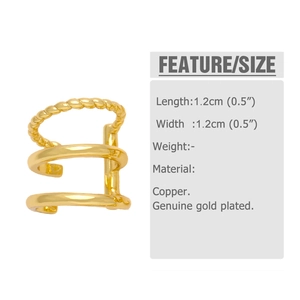 Detail showing the genuine gold plated triple layer texture and polished copper cuff ear