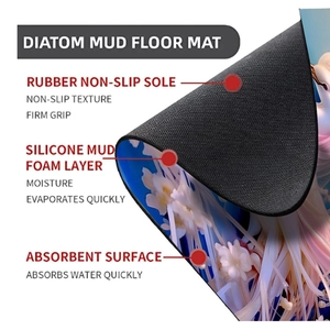 Close-up of non-slip rubber backing and fast-drying diatom mud layers for bath mat