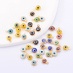 Pendentifs œil maléfique 6mm en acier doré pour la fabrication de bijoux et boucles d'oreilles