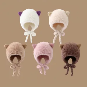Cappello Con Paraorecchie In Peluche Per Bambini Inverno Pelliccia Sintetica Caldo Antivento Orecchie Di Gatto Con Cinturini