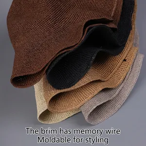 Handgefertigte faltbare Strohhüte für Damen in vier Farben mit formbarem Memory-Draht-Rand