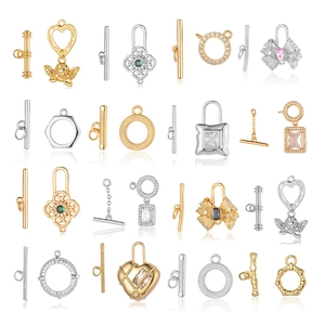 Fermoir À Bascule En Cuivre Zircone Connecteur Boucle OT Coeur Noeud Formes Géométriques Pour DIY Collier Bracelet Bijoux