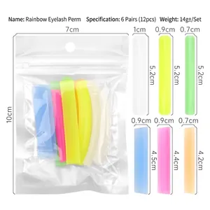6 paires de coussinets de recourbement en silicone arc-en-ciel de tailles variées avec sac