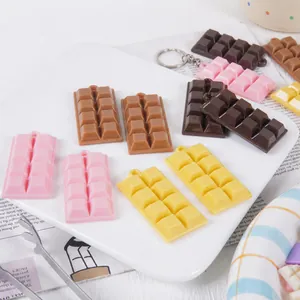 Simulation Chocolate Bar Charms Realistic Food Pendants PS Plastic DIY Accessories With Hanging Hole For Keychain Bag Decoration Novelty Cute Gift