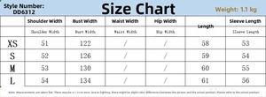 Detailed size chart for women's wool blend short coat with measurements in centimeters