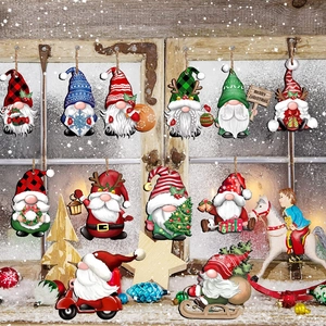 24-piece wooden Christmas gnome hanging ornaments for festive holiday tree decoration
