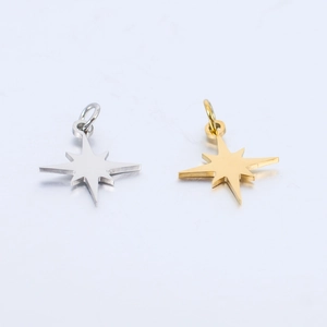 Polished stainless steel star pendants in gold and silver finishes for DIY jewelry