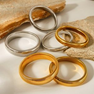 Elegant gold and silver elastic snake chain bracelets in stainless steel finish