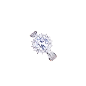 Bowknot halo ring with round cubic zirconia center and micro-pave accents for women