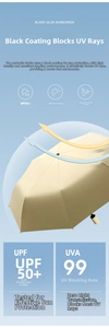 Detail of cream umbrella with UPF 50+ black glue coating for 99% UV protection