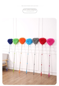 Microfiber duster set with extensible metal poles in seven bright assorted colors