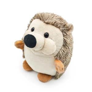 Cute lifelike plush hedgehog doll toy with brown faux fur and round black nose