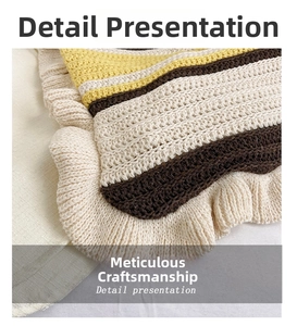 Detailed close-up of handmade crochet bag with wavy stripes in yellow and brown