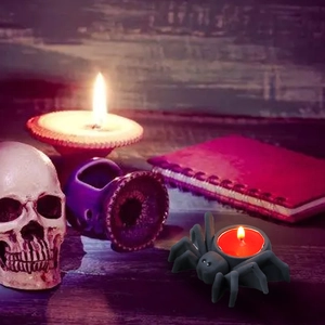 Portacandele a ragno gotico con lumino rosso per decorazione da tavola Halloween