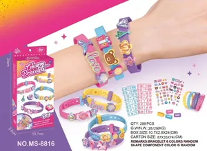DIY kids creative beaded bracelet making kit with silicone bands and cute charms