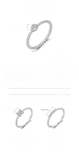 Dettaglio di anelli in argento sterling S925 con incastonature e parametri materiali