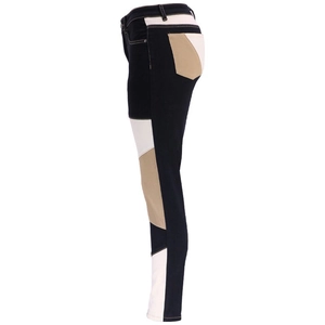 Pantaloni slim fit con inserti laterali bianchi e kaki su base in denim nero