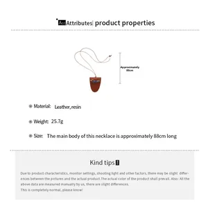Detailed size chart for leather dachshund pendant necklace with 88cm cord length