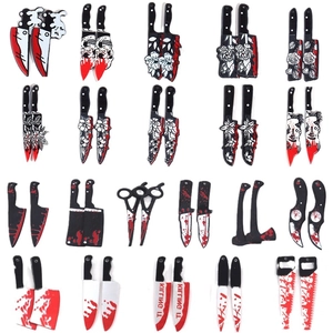 Acrylic Halloween bloody dagger and axe pendants for DIY jewelry making and keychains
