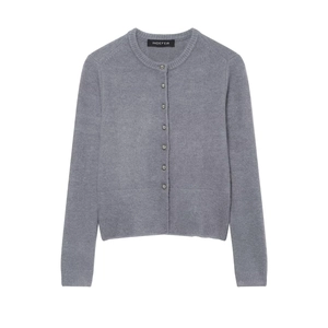 Cardigan In Maglia A Girocollo Da Donna Maglione Morbido A Maniche Lunga Con Bottoni In Metallo Grigio