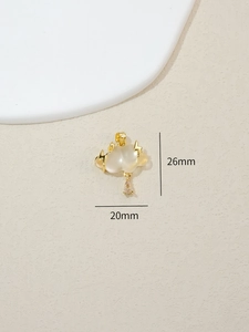 Cloud pendant in gold with white stone and water drop charm showing dimensions 20x26mm