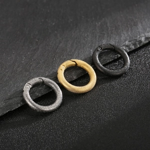 Stainless Steel Round Spring Ring Clasp Snake Pattern Texture DIY Jewelry Necklace Bracelet Connector Findings