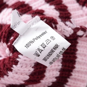 Maglione in maglia stile vintage americano rilassato con strisce rosso-rosa e doppia zip