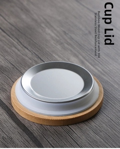 Detail view of the composite bamboo wood lid with 304 stainless steel and silicone seal