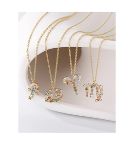 S925 silver rainbow constellation pendants with colorful cubic zirconia on gold chains