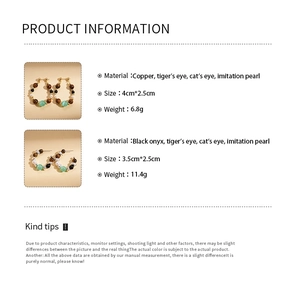 Detailed product information with materials, weight, and dimensions for beaded earrings