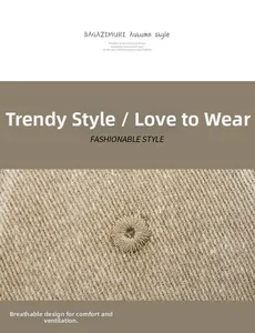 Detail of reinforced breathable eyelet on washed cotton twill beige baseball cap