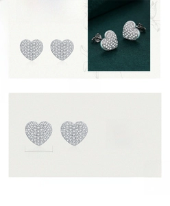 Detailed specs of S925 sterling silver heart studs with micro-pave cubic zirconia