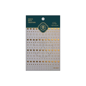 Self-adhesive rose gold heart nail stickers with metallic embossed patterns M-047