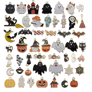 Divers pendentifs d'Halloween en émail avec fantômes et citrouilles pour bijoux DIY
