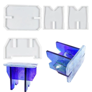 DIY silicone mold set for assembling resin stools with sparkly star-themed blue finishes