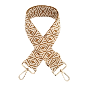 Bandoulière réglable tissée à motifs losanges avec boucles métalliques dorées