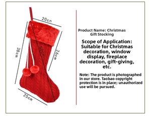 Tableau des tailles du bas de Noël en tricot rouge avec bordure en fausse fourrure