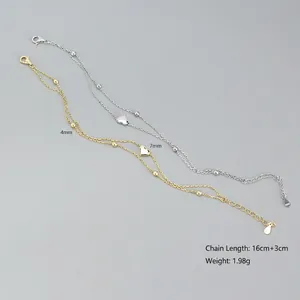 Elegant S925 silver double-layered heart charm bracelets in gold and silver finish
