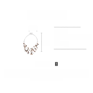 Detail view of multi-layered tiger eye and glass bead necklace with measurement details