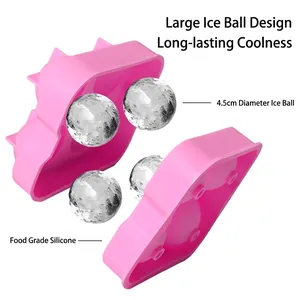 Molde de silicona rosa de grado alimenticio para 4 bolas de hielo de 4,5 cm de diámetro