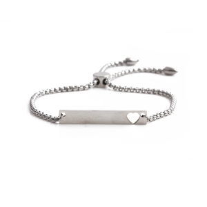 Polished titanium steel infinity love bracelet with adjustable chain and heart cutout